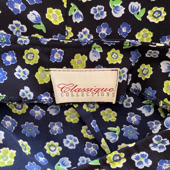 CLASSIQUE COLLECTIONS vintage floral print skirt navy green mini - Picture 4 of 4